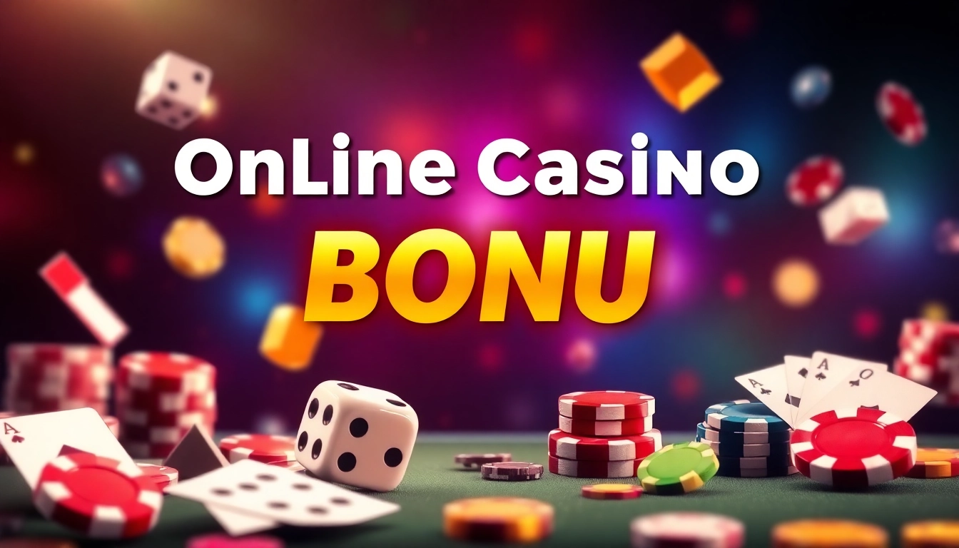 Reveal enticing online casino bonus offers with vibrant casino elements and engaging visuals.