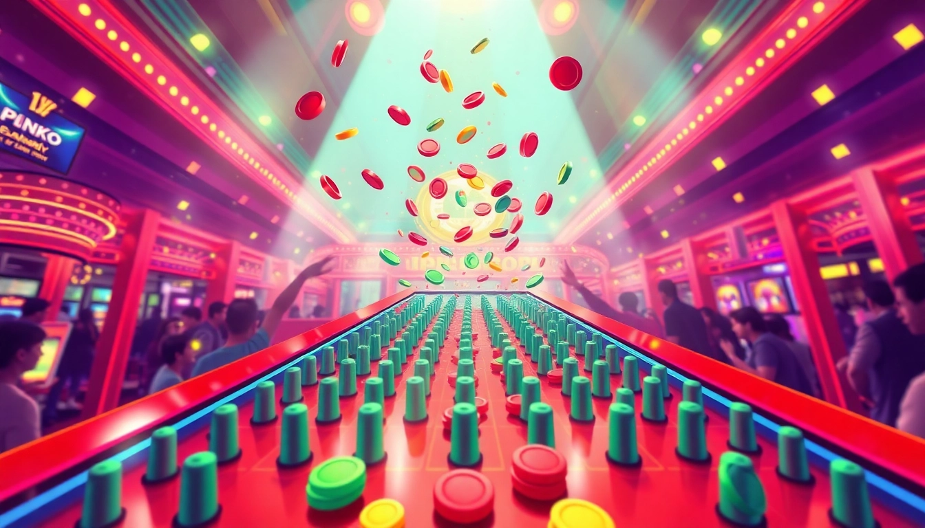Engage with a dynamic plinko game setup as colorful tokens drop down exciting pegs.