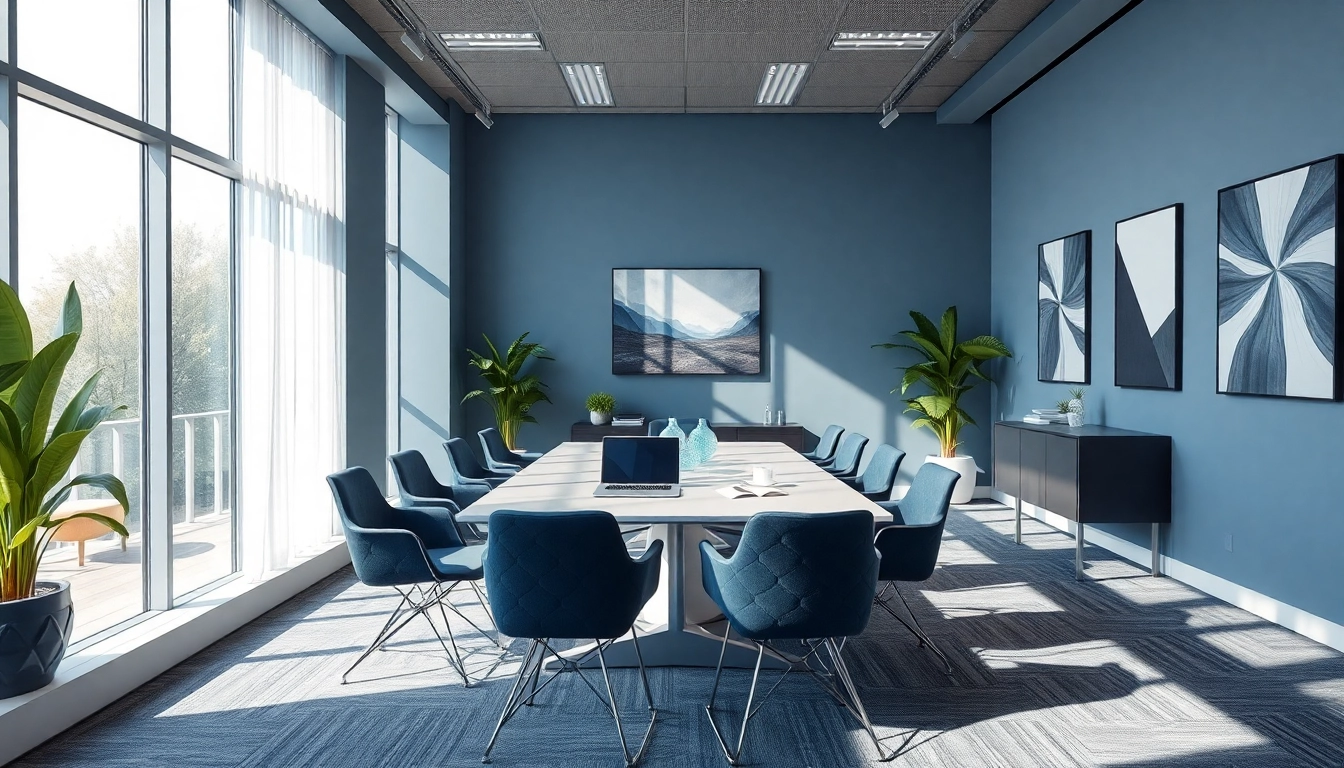 Headhunter Krefeld: Stilvolles modernes Büro mit inspirierender Atmosphäre und Konferenztisch.