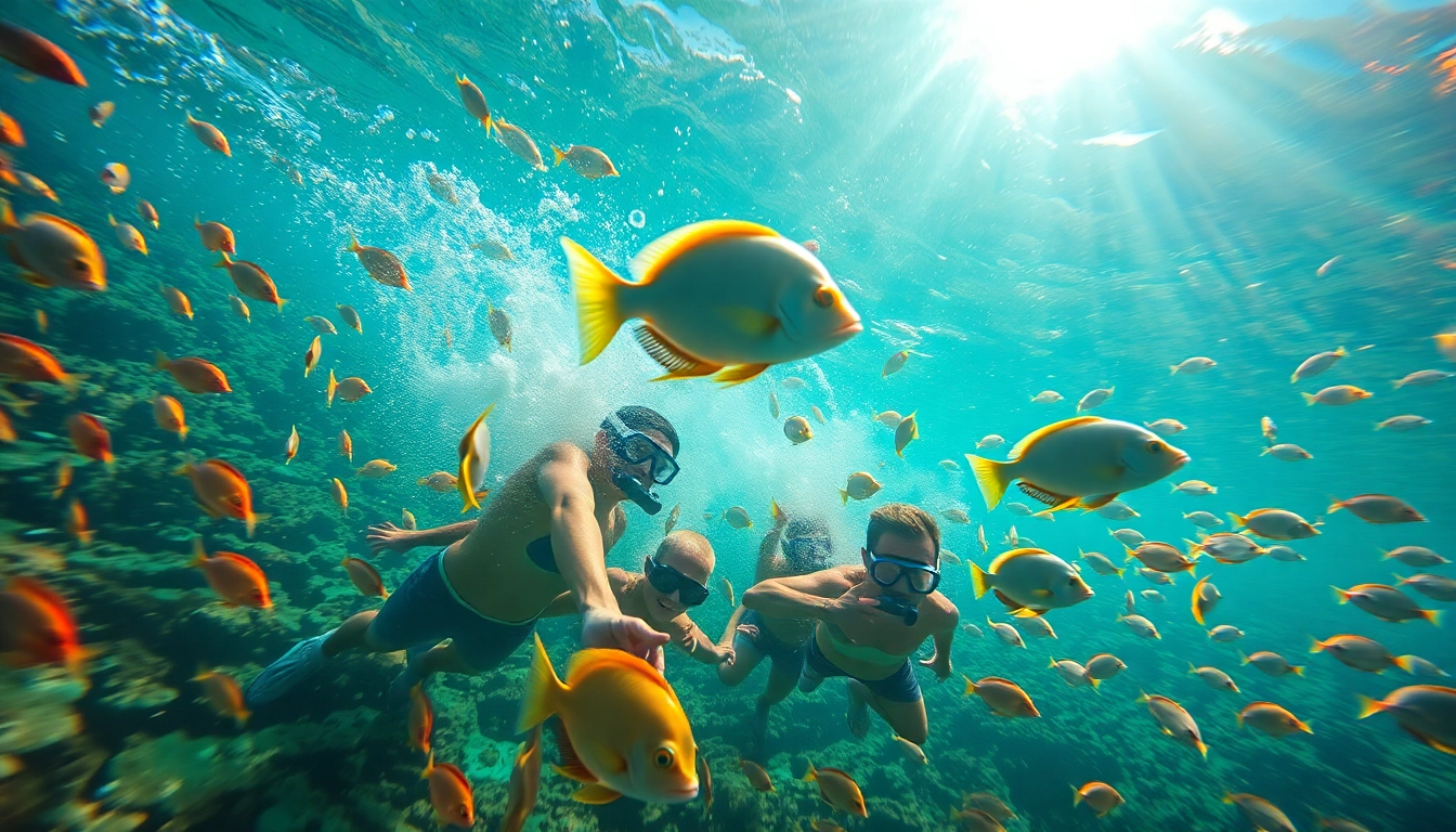 Tauchschule Playa del Carmen: Gruppe von Tauchern schwimmt durch eine farbenfrohe Unterwasserwelt mit Korallen und Fischen.