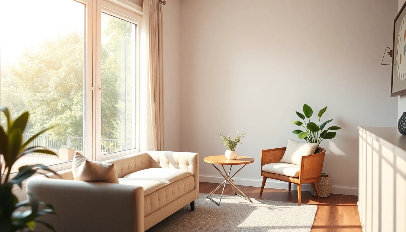 Coaching in Lebenskrisen: Gemütliches Büro mit beruhigender Atmosphäre und sanftem Licht.