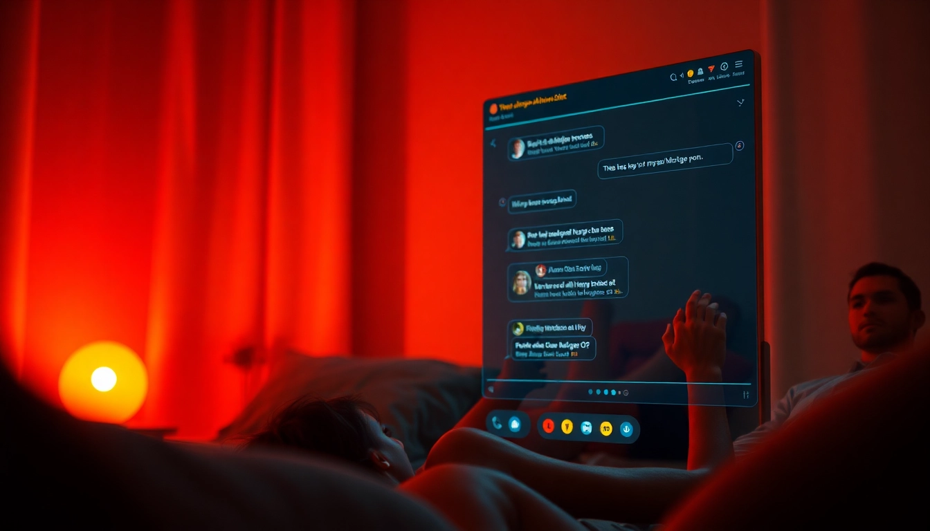 Engaging porn ai chat interface showcasing intimate conversation with lifelike AI character.