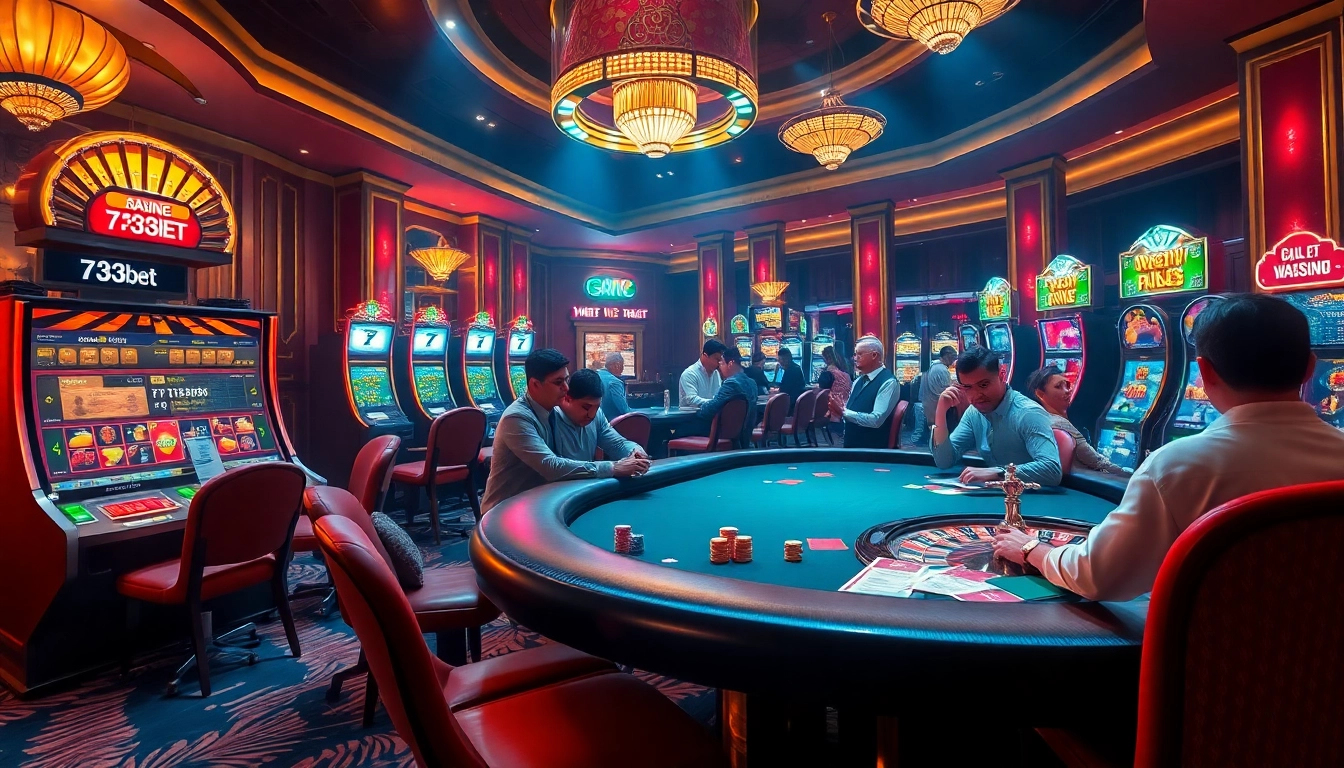 Experience the thrill of gambling at 733bet with vibrant poker and casino elements.