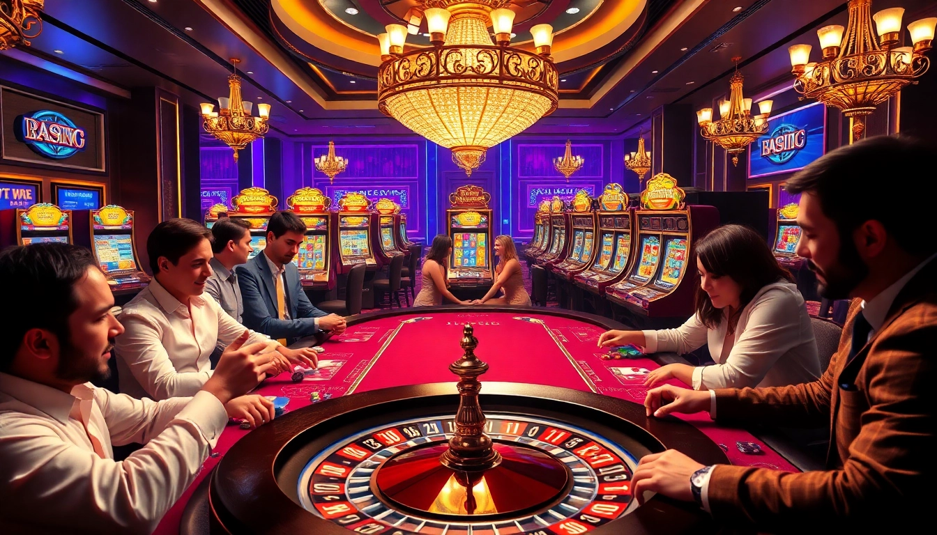 A thrilling casino moment with players at a poker table, symbolizing the excitement of https://f122.com.br/.
