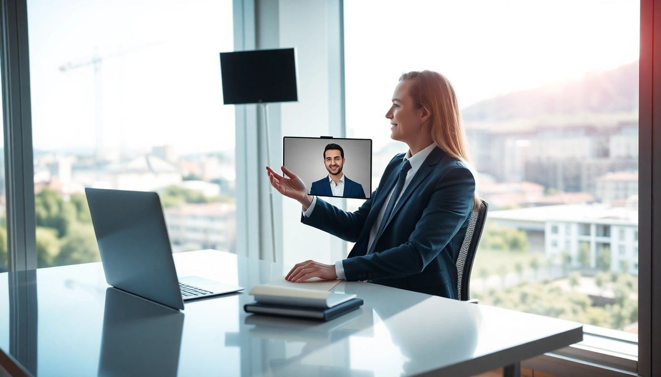 Headhunter Schweiz interagiert in einem modernen Büro mit einem Kandidaten.
