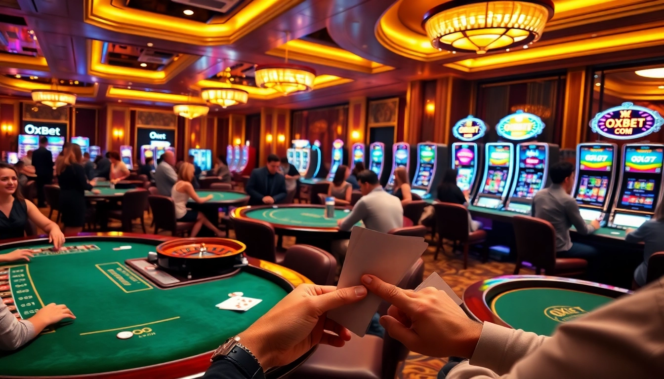 Experience thrilling gameplay at oxbet.com, with excitement around roulette and poker tables.