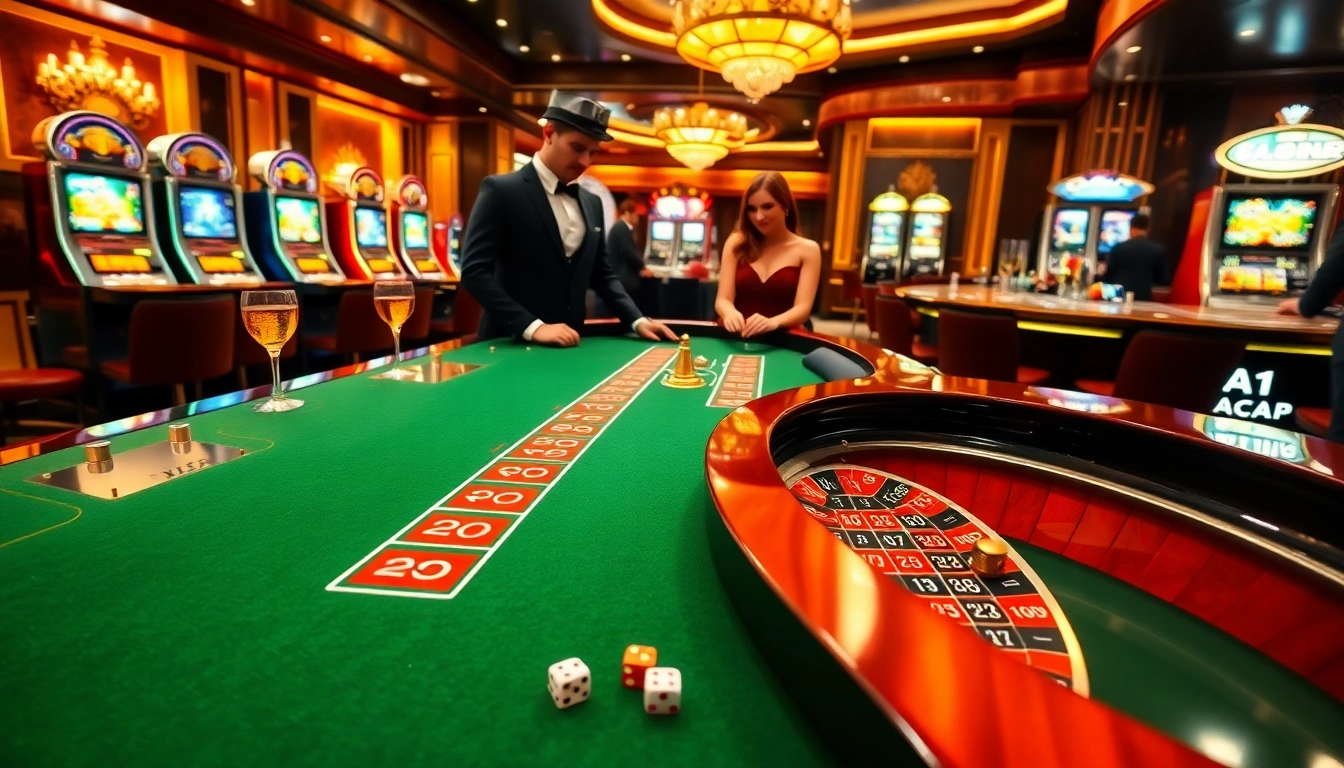 Experience the thrill of gambling at https://mm88.press/ with players engaged at an upscale roulette table surrounded by excitement.