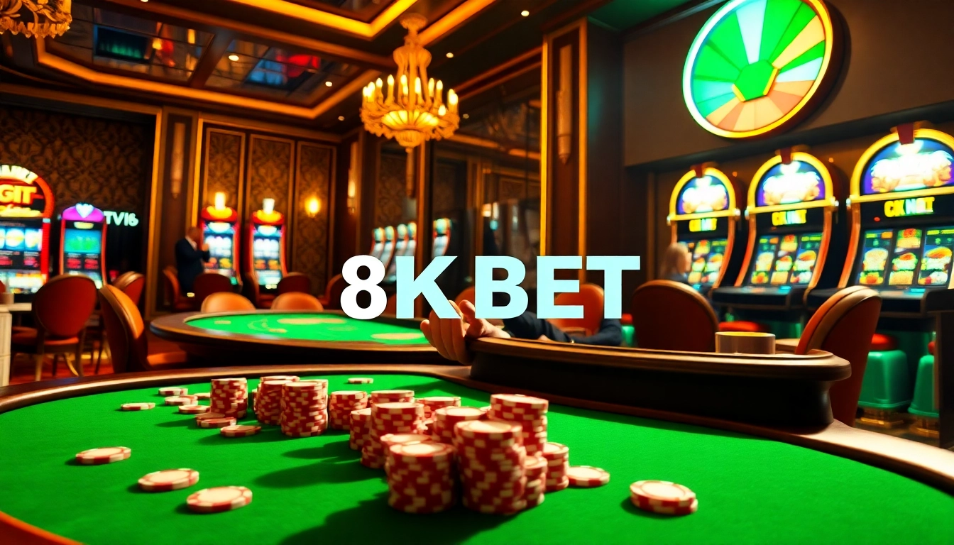 Experience thrilling gambling action at 8KBET casino with luxurious tables and vibrant games.