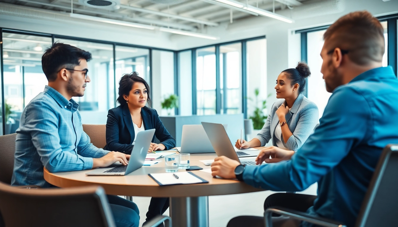 Headhunter IT providing collaborative recruitment solutions in a modern office setting.