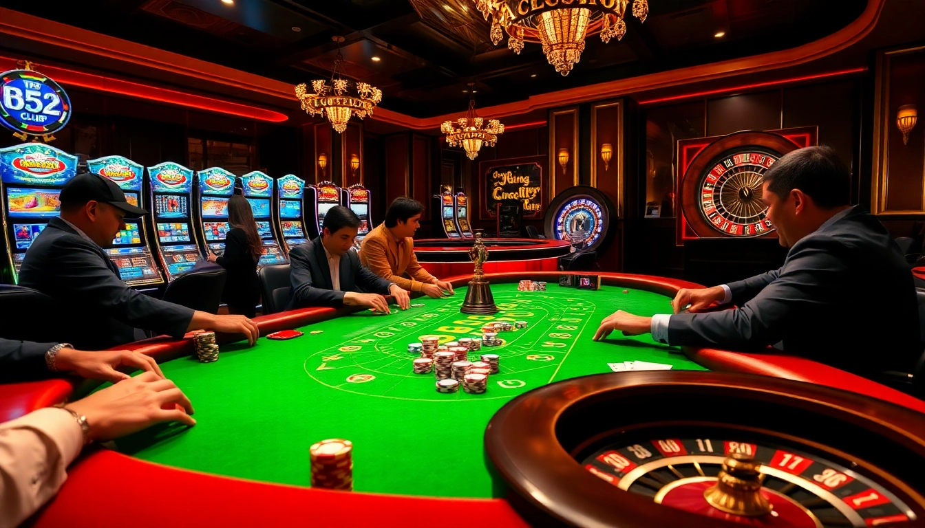 Bets placed at the b52 club poker table featuring vibrant colors and luxurious casino ambiance.