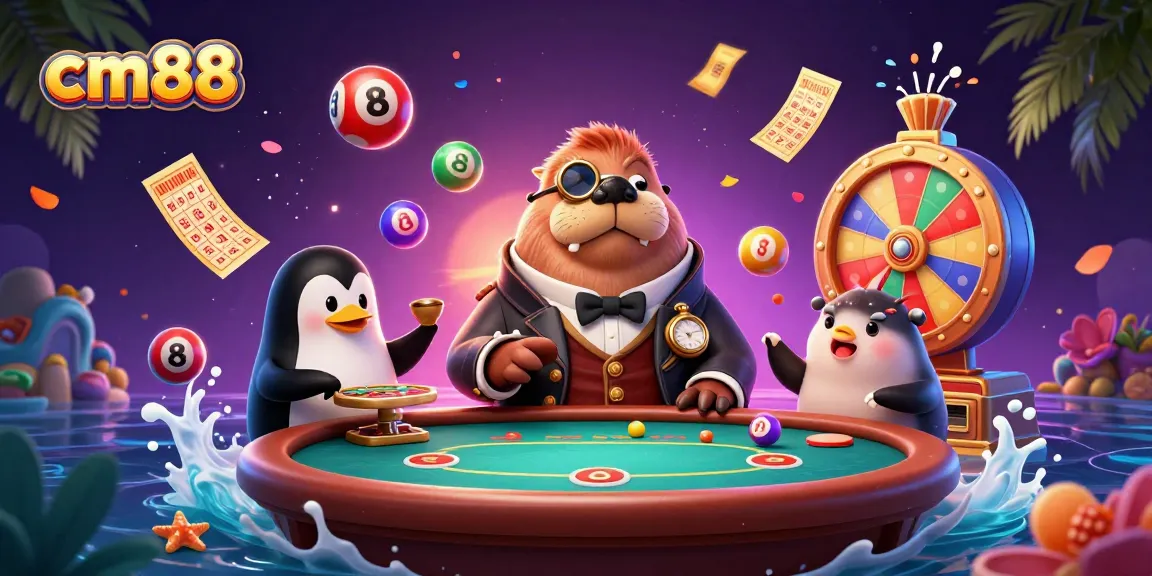 cm88 players enjoy vibrant lottery excitement at an underwater casino table with colorful elements