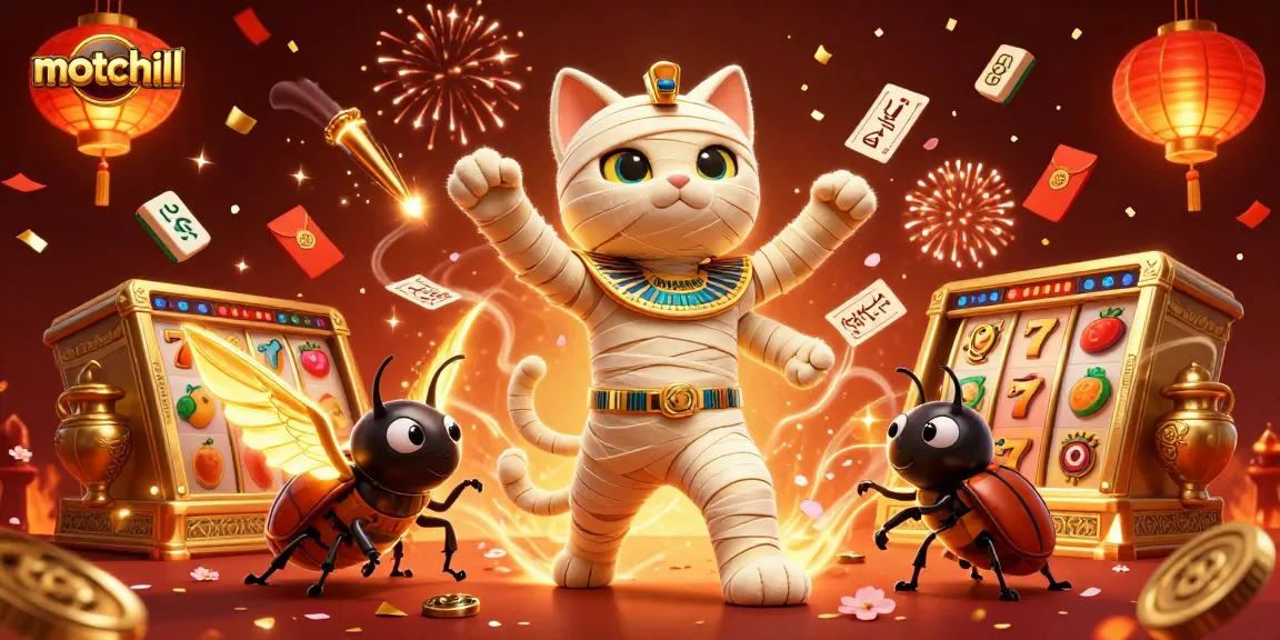 Experience thrilling gameplay with motchill's vibrant animated characters and casino elements encapsulating the excitement of online slots.