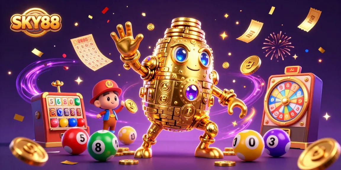 Engage with thrilling betting in SKY88's vibrant casino scene filled with colorful lottery elements.