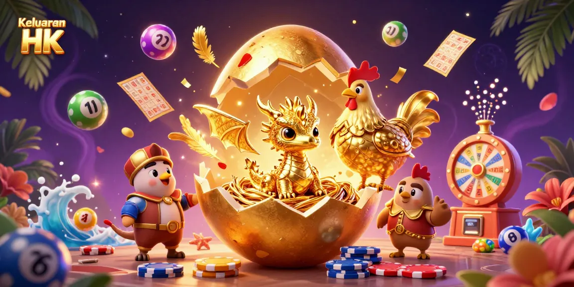 Engage with Keluaran Hk results through a vibrant illustration featuring lottery themes and exciting game elements.