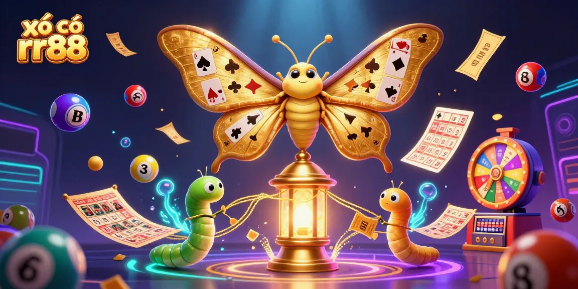 Play exciting xổ số rr88 with a colorful scene of lottery balls and vibrant casino elements.