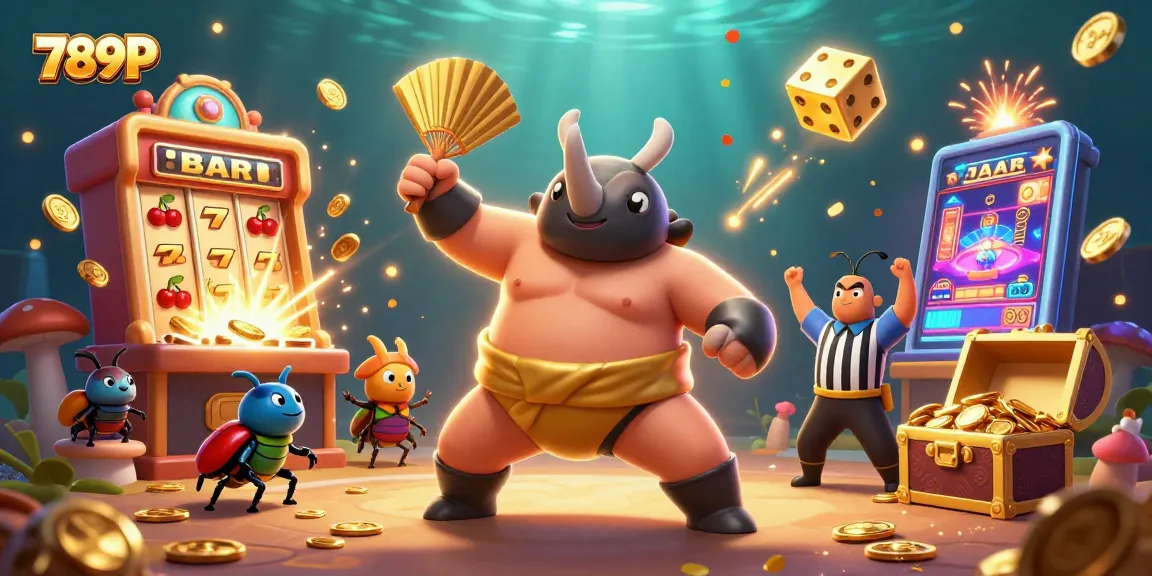 Experience the excitement of winning at 789P with a dynamic casino scene filled with golden coins and game symbols.