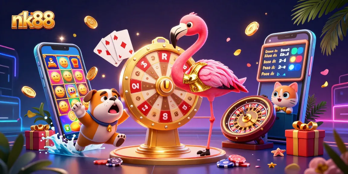 Join the fun at nk88 with our game show host flamingo and exciting casino elements!