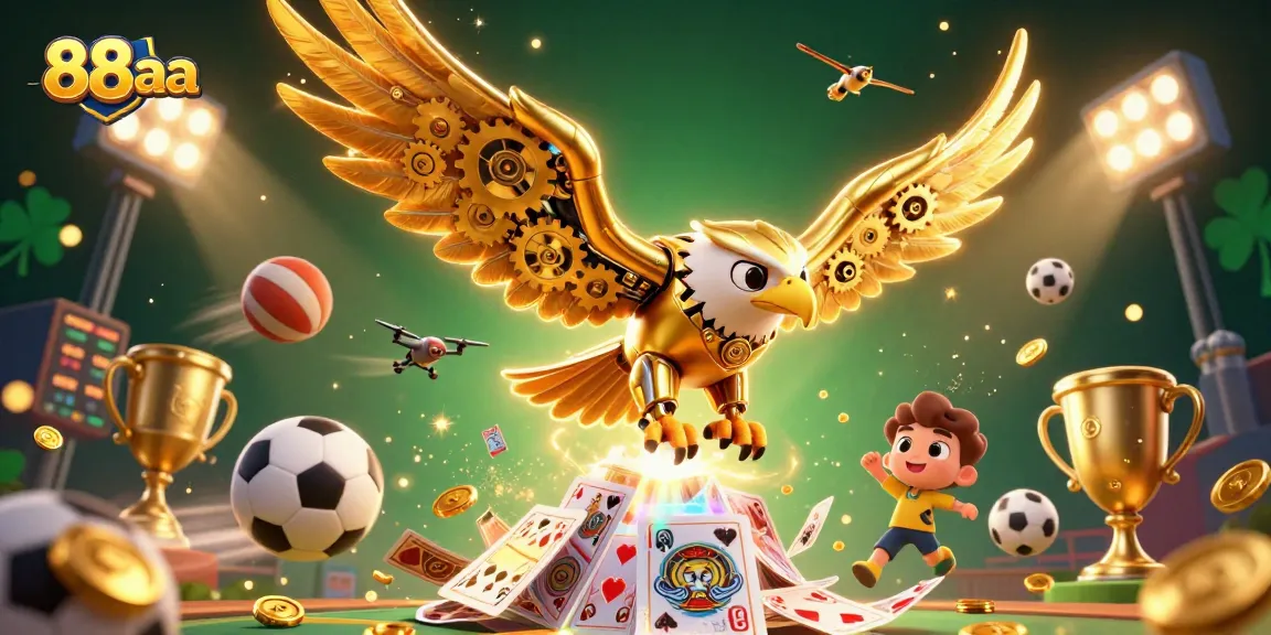 88aa captures the excitement of sports betting with vivid 3D eagle and dynamic game elements.