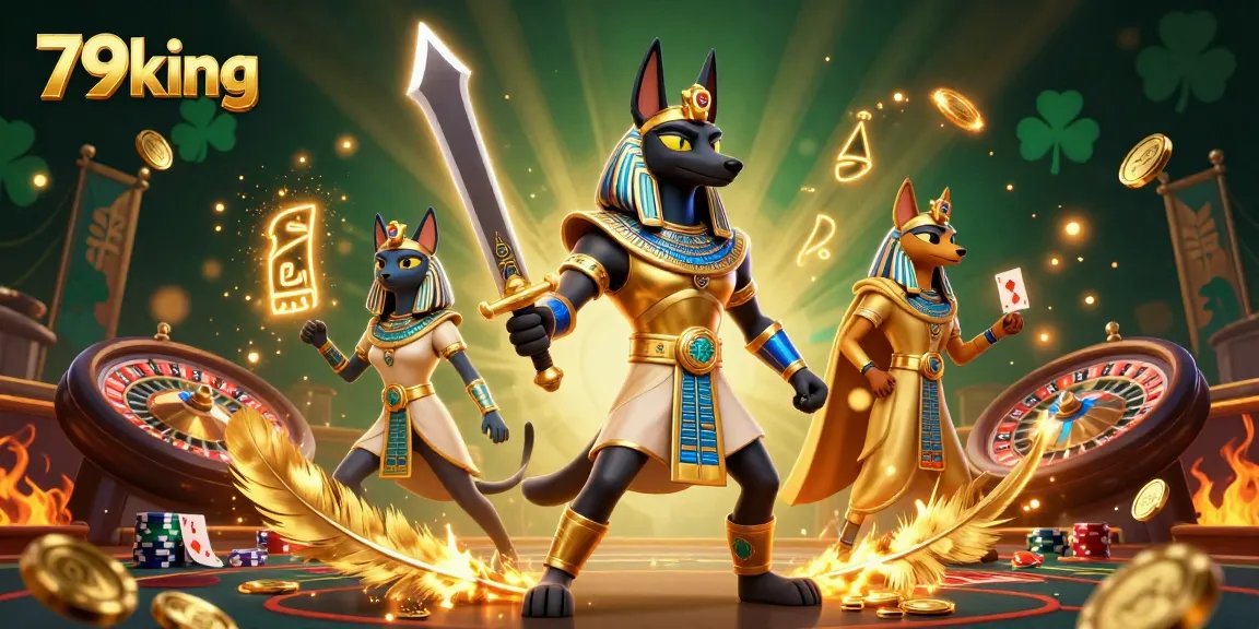 Engage in thrilling gameplay at 79king with Anubis and Bastet in a vibrant live casino scene.